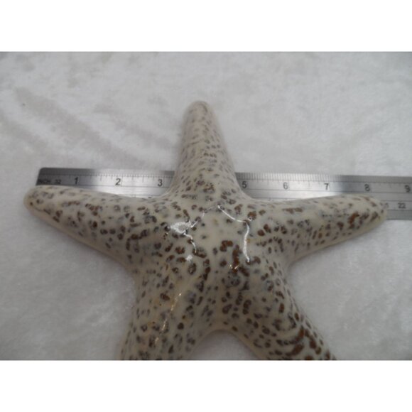 Ceramic Starfish Decor 8" Beige Coastal Beach House Accent - Picture 4 of 6